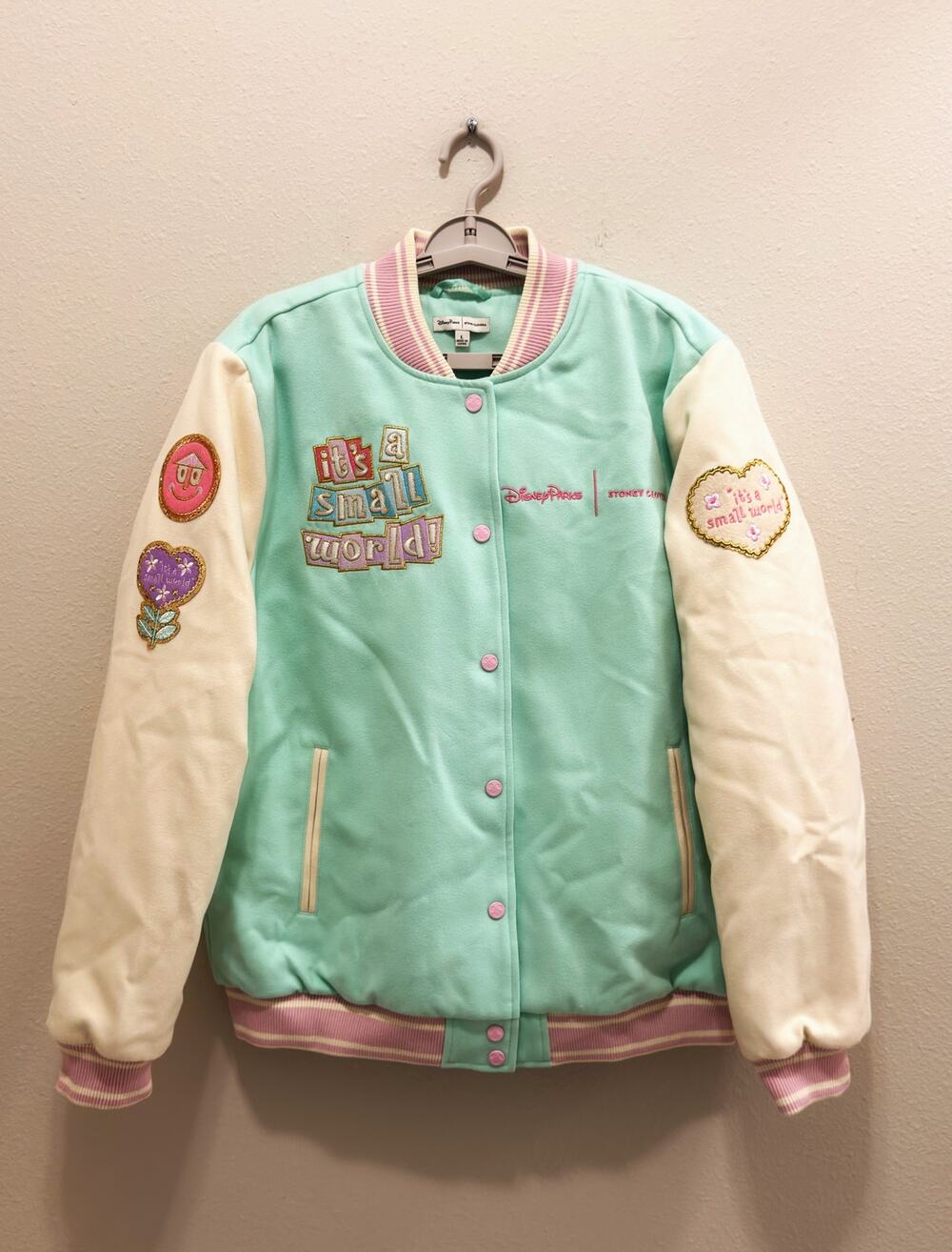 Disney Parks x Stoney Clover Lane "It’s A Small World" Varsity Jacket Large NWT